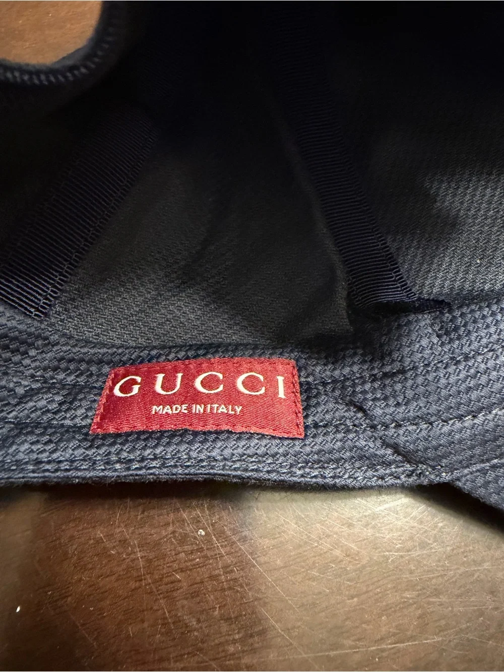 New Gucci Logo Navy Baseball Hat Size L